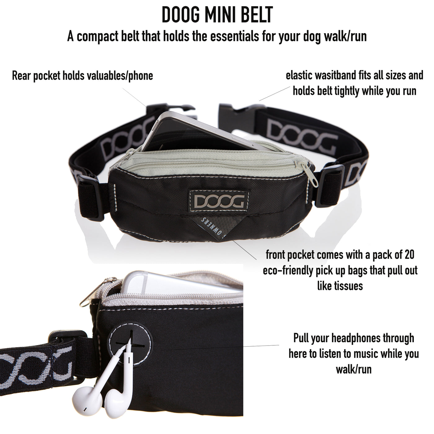 DOOG Mini Belt- Navy & Yellow